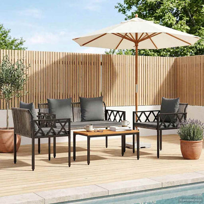 vidaXL Outdoor Furniture Set 4 pcs Grey and Dark Grey Poly Rattan