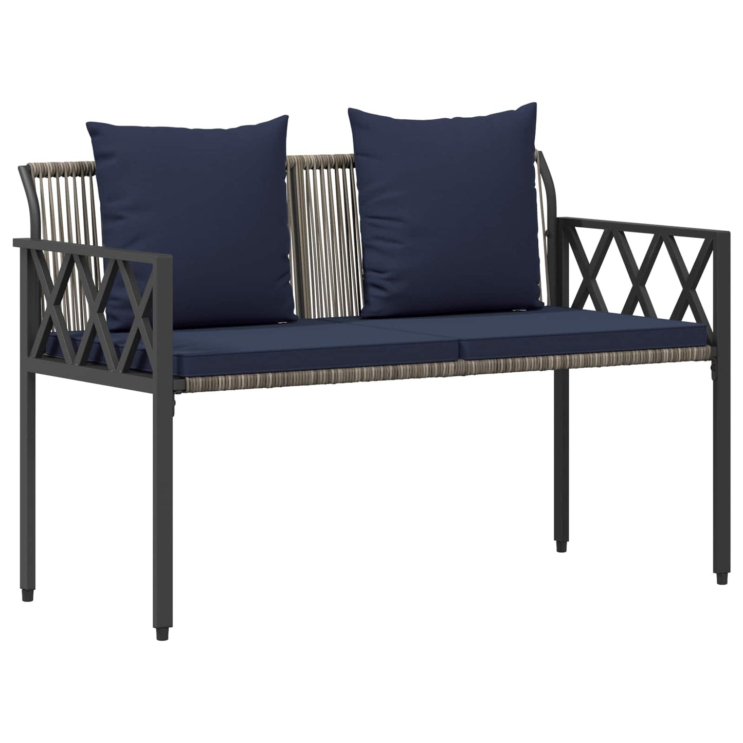 vidaXL Outdoor Furniture Set 4 pcs Grey and Navy Blue Poly Rattan