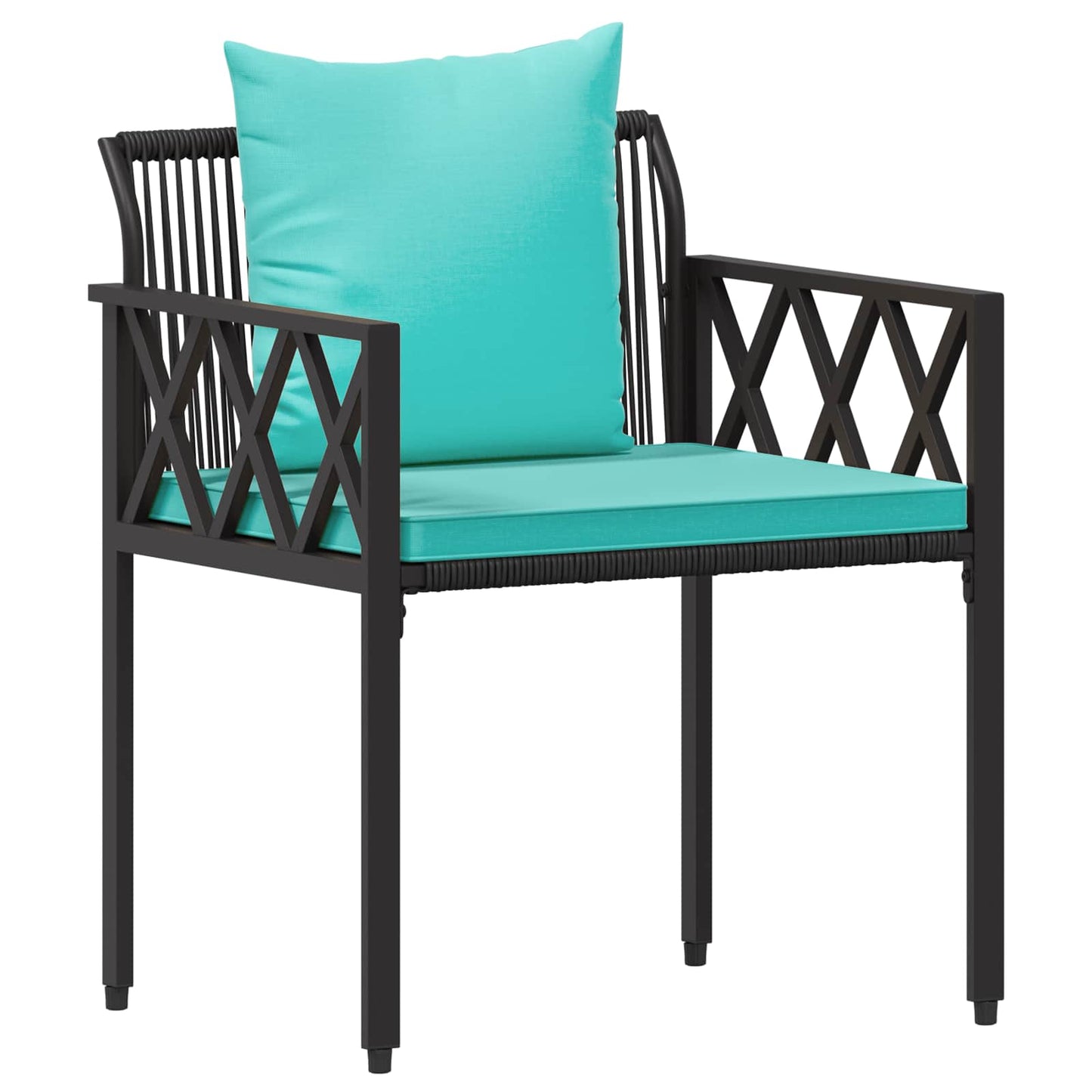 vidaXL Outdoor Furniture Set 4 pcs Black and Turquoise Poly Rattan