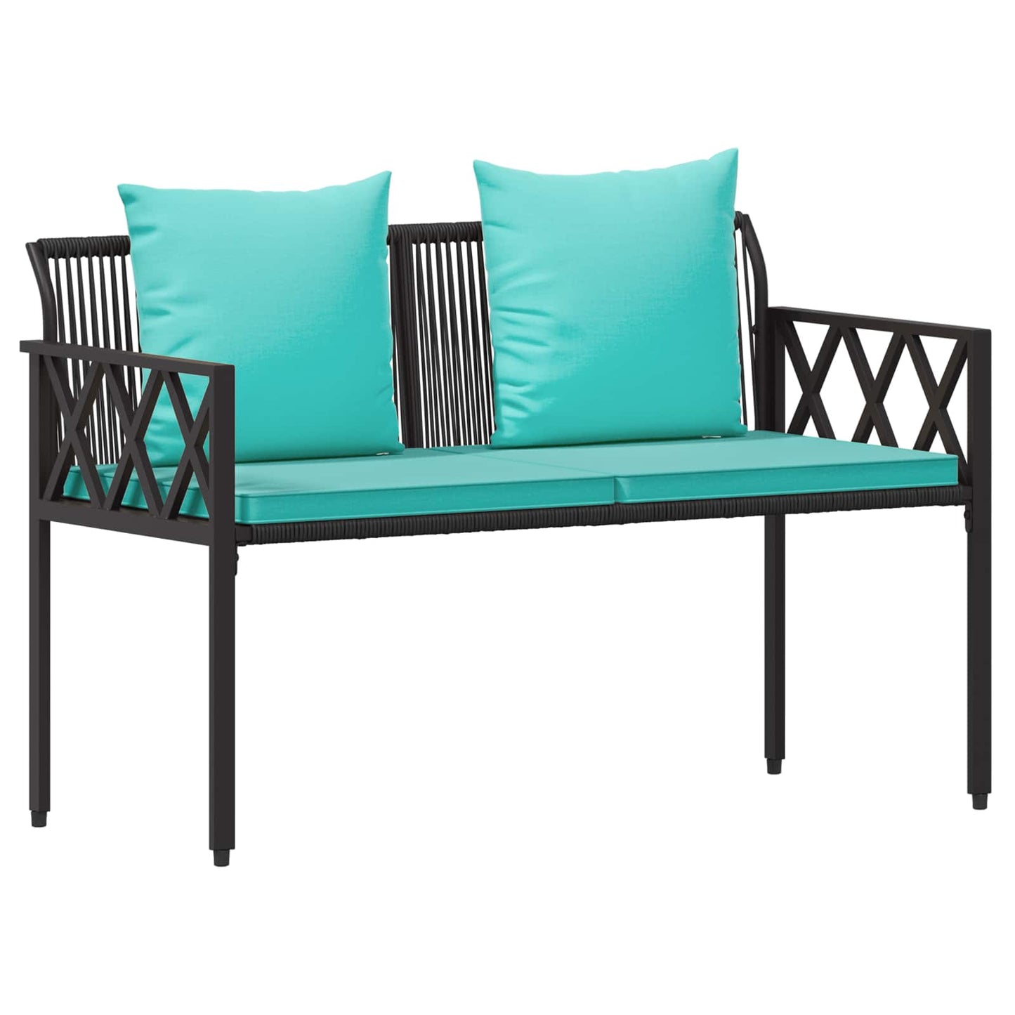 vidaXL Outdoor Furniture Set 4 pcs Black and Turquoise Poly Rattan