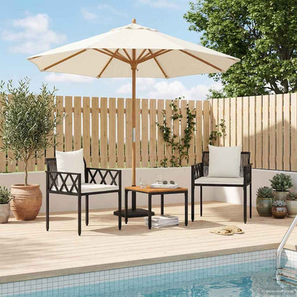 vidaXL Outdoor Furniture Set 3 pcs Black and Cream White Poly Rattan