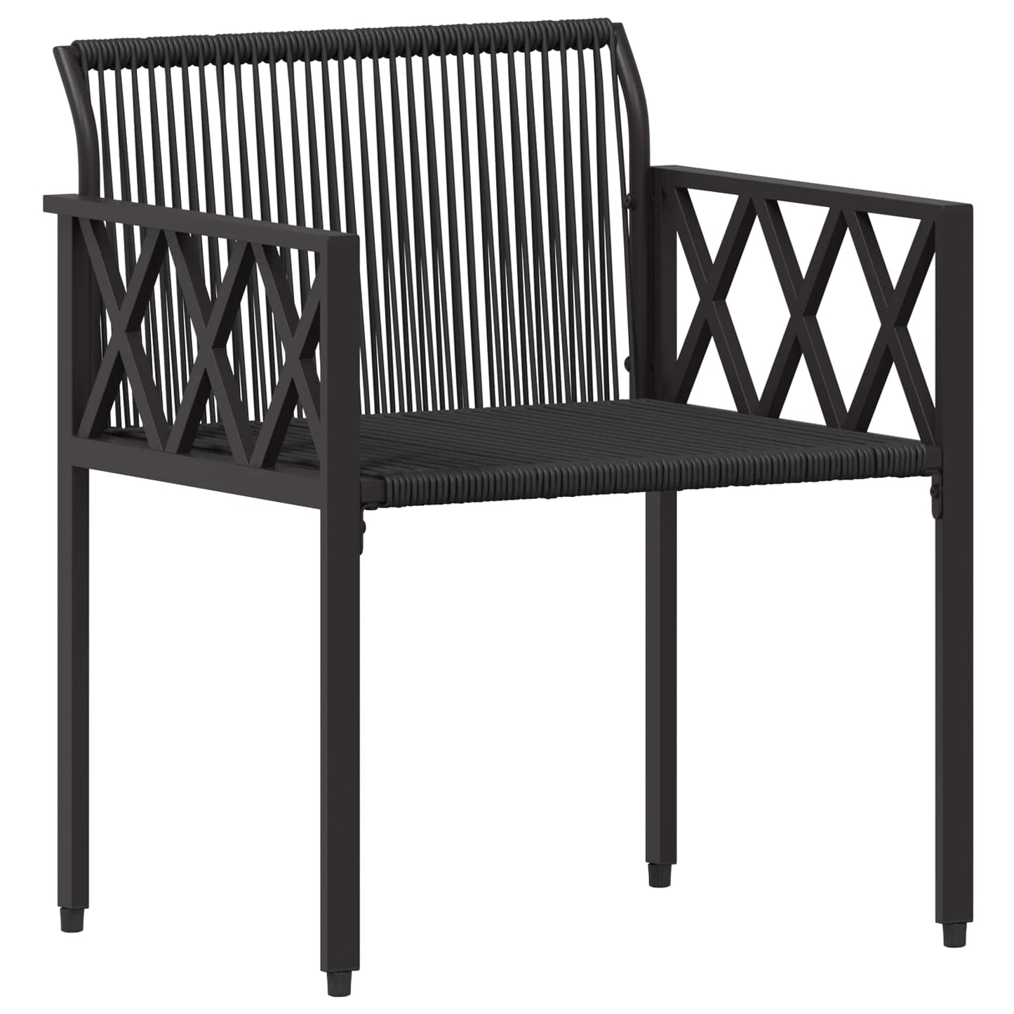 vidaXL Outdoor Furniture Set 3 pcs Black and Cream White Poly Rattan