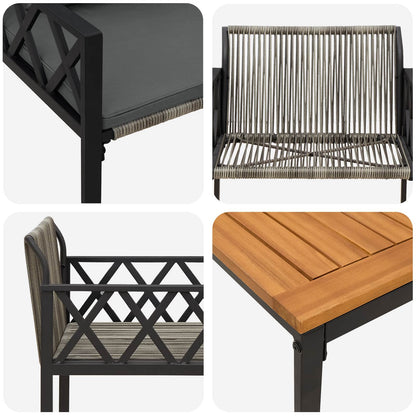 vidaXL Outdoor Furniture Set 3 pcs Grey and Dark Grey Poly Rattan