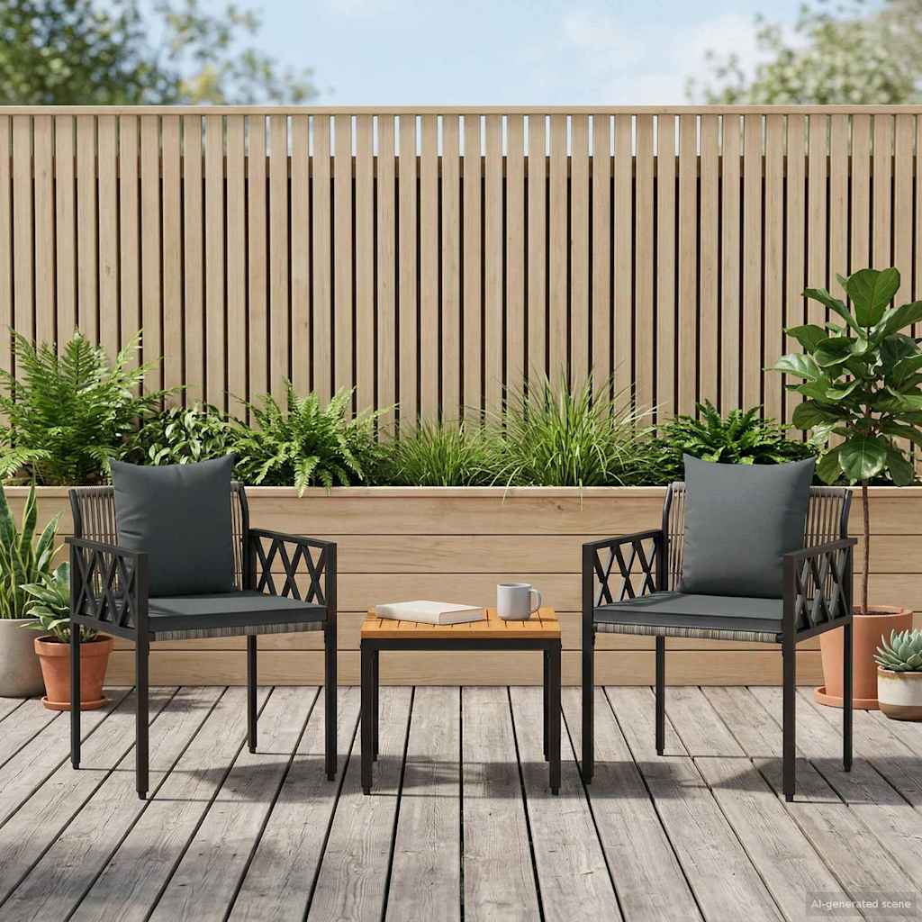 vidaXL Outdoor Furniture Set 3 pcs Grey and Dark Grey Poly Rattan