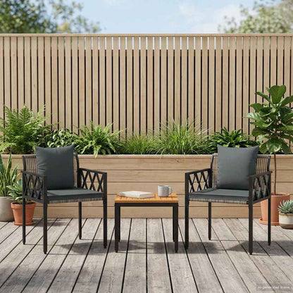 vidaXL Outdoor Furniture Set 3 pcs Grey and Dark Grey Poly Rattan