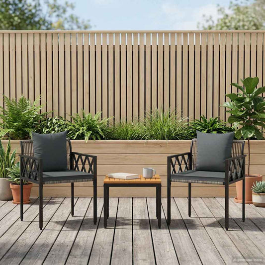 vidaXL Outdoor Furniture Set 3 pcs Grey and Dark Grey Poly Rattan
