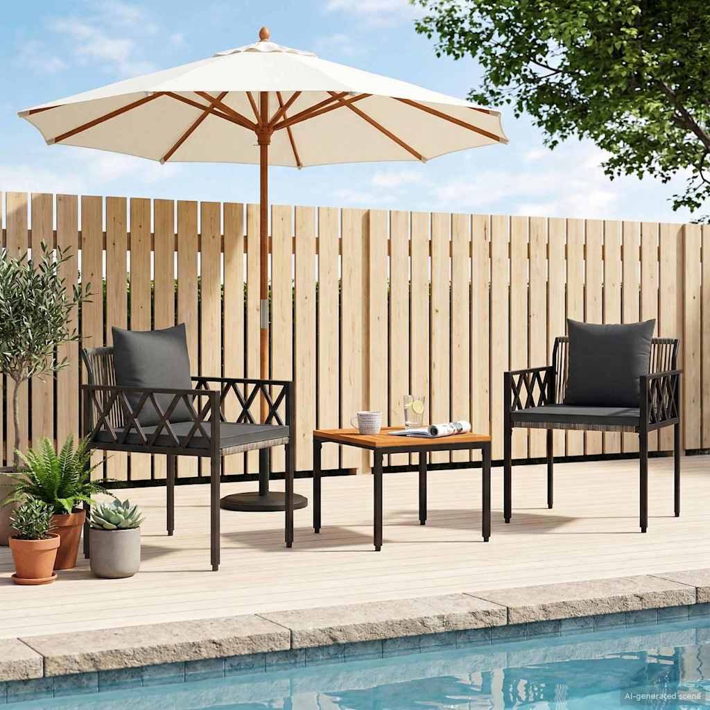 vidaXL Outdoor Furniture Set 3 pcs Grey and Dark Grey Poly Rattan