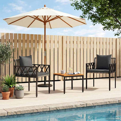 vidaXL Outdoor Furniture Set 3 pcs Grey and Dark Grey Poly Rattan