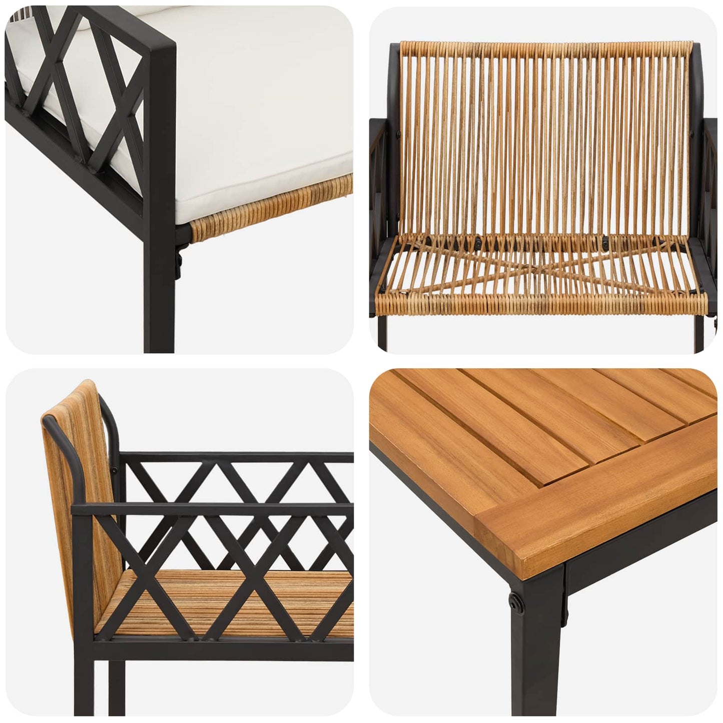 vidaXL Outdoor Furniture Set 3 pcs Brown and Cream White Poly Rattan