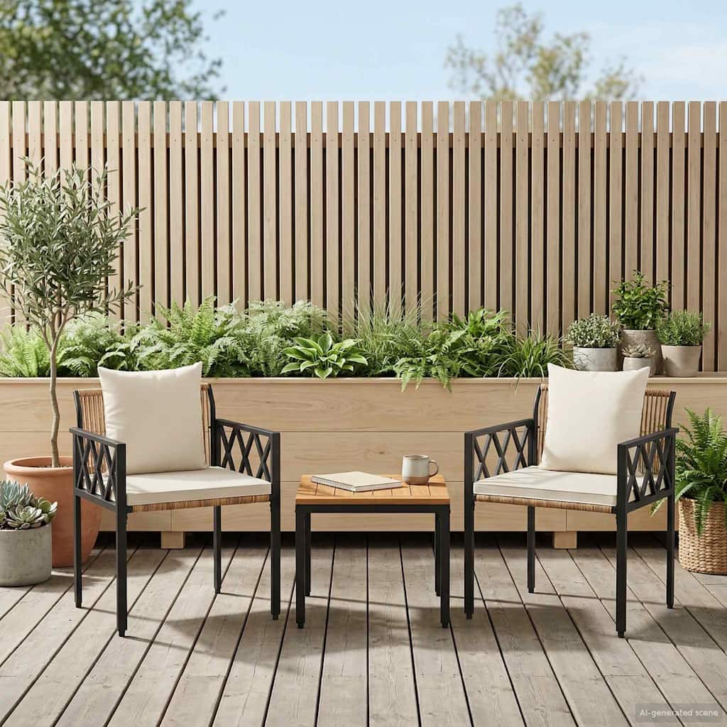 vidaXL Outdoor Furniture Set 3 pcs Brown and Cream White Poly Rattan
