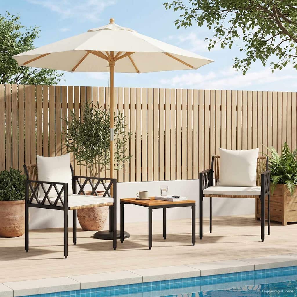vidaXL Outdoor Furniture Set 3 pcs Brown and Cream White Poly Rattan