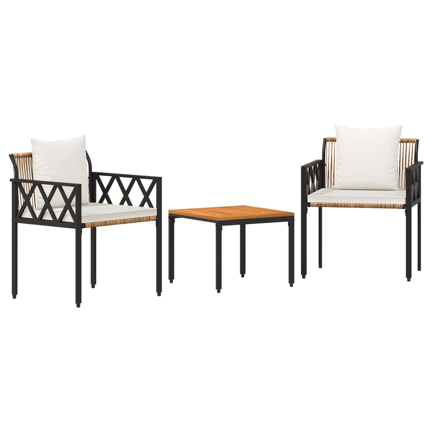 vidaXL Outdoor Furniture Set 3 pcs Brown and Cream White Poly Rattan