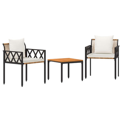 vidaXL Outdoor Furniture Set 3 pcs Brown and Cream White Poly Rattan