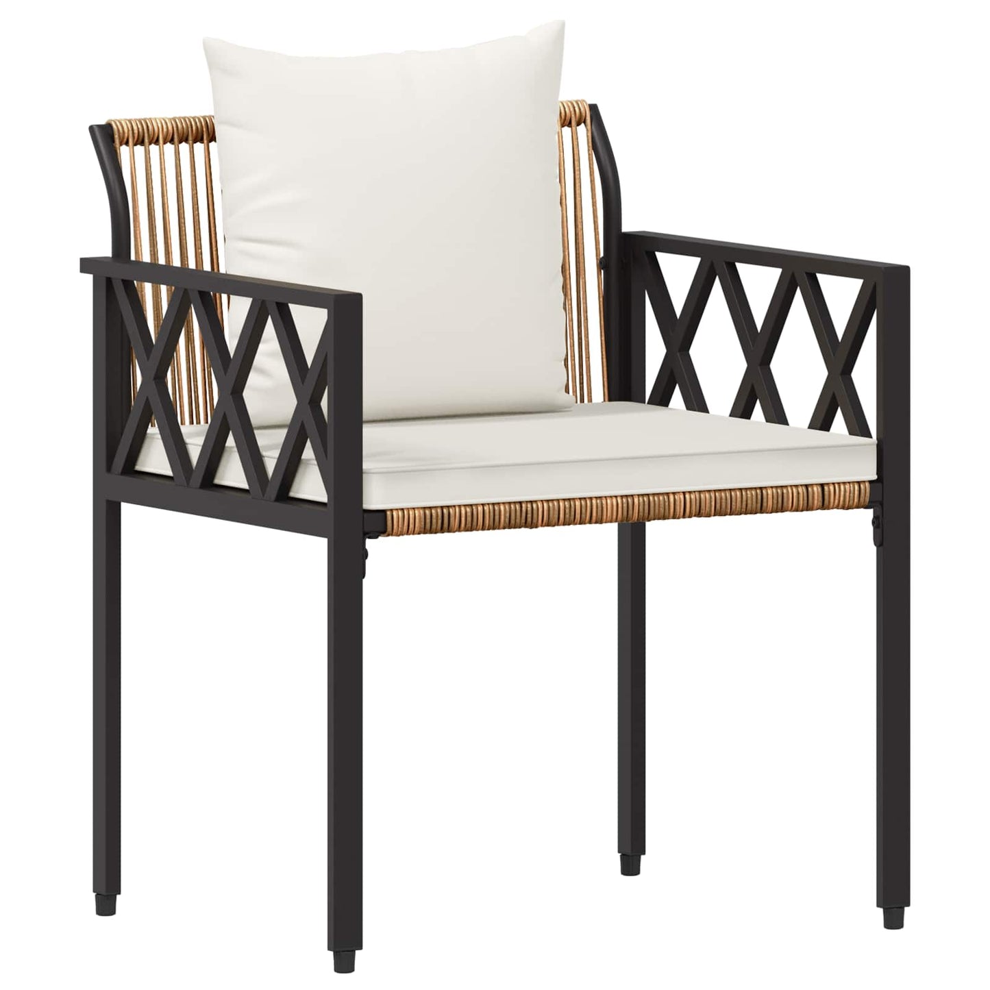 vidaXL Outdoor Furniture Set 3 pcs Brown and Cream White Poly Rattan