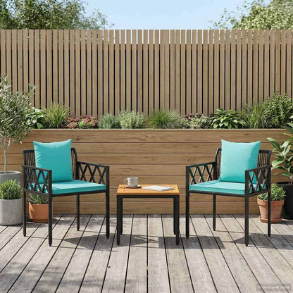 vidaXL Outdoor Furniture Set 3 pcs Black and Turquoise Poly Rattan