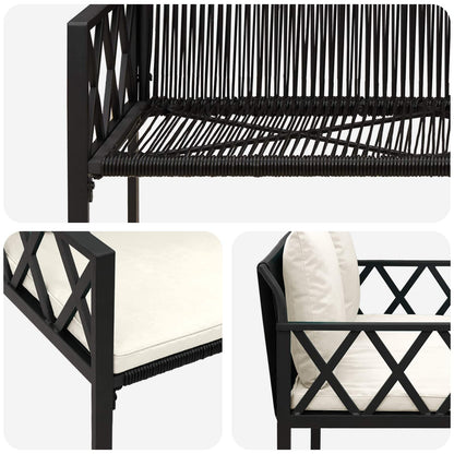 vidaXL Outdoor Benches 2 -Seater 116 x 56 x 75 cm Poly Rattan