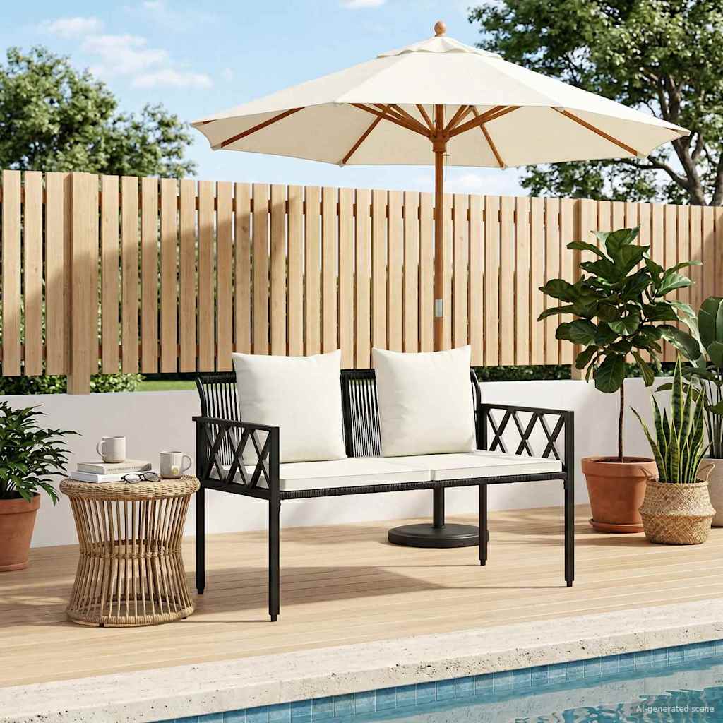 vidaXL Outdoor Benches 2 -Seater 116 x 56 x 75 cm Poly Rattan