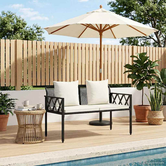 vidaXL Outdoor Benches 2 -Seater 116 x 56 x 75 cm Poly Rattan