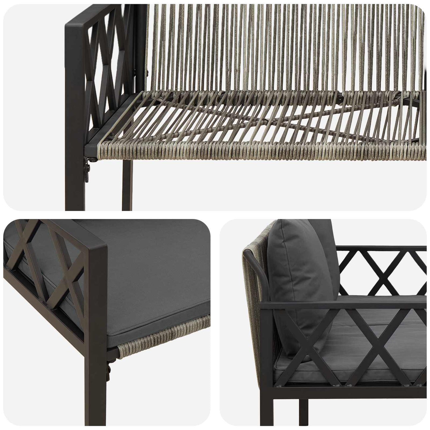 vidaXL Outdoor Benches 2 -Seater 116 x 56 x 75 cm Poly Rattan