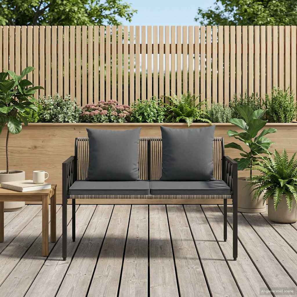 vidaXL Outdoor Benches 2 -Seater 116 x 56 x 75 cm Poly Rattan