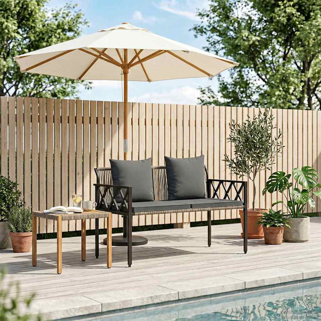 vidaXL Outdoor Benches 2 -Seater 116 x 56 x 75 cm Poly Rattan