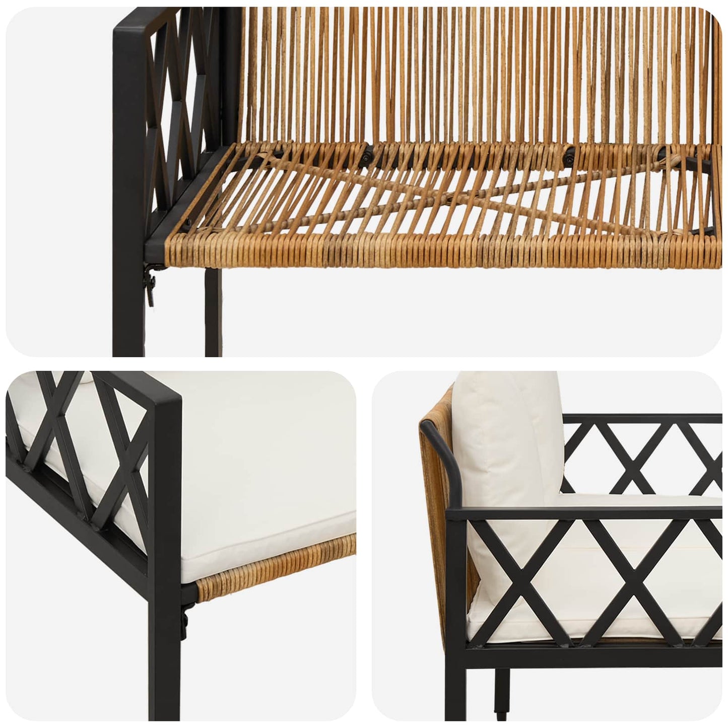 vidaXL Outdoor Benches 2 -Seater 116 x 56 x 75 cm Poly Rattan