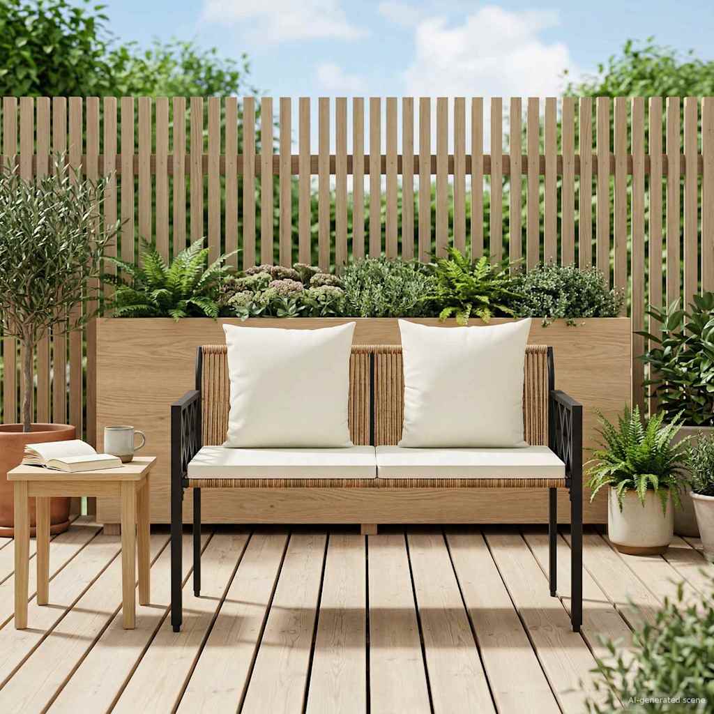 vidaXL Outdoor Benches 2 -Seater 116 x 56 x 75 cm Poly Rattan