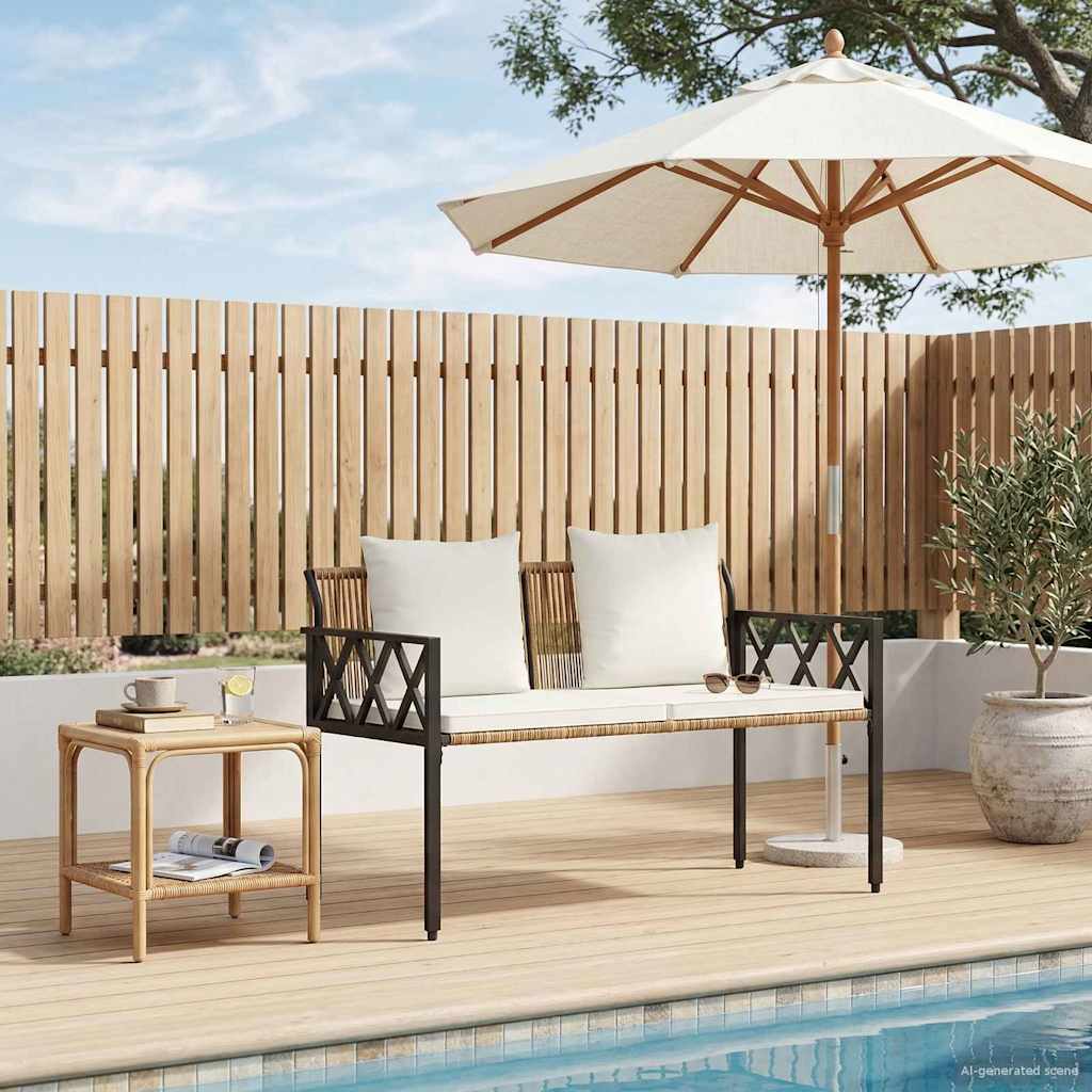 vidaXL Outdoor Benches 2 -Seater 116 x 56 x 75 cm Poly Rattan