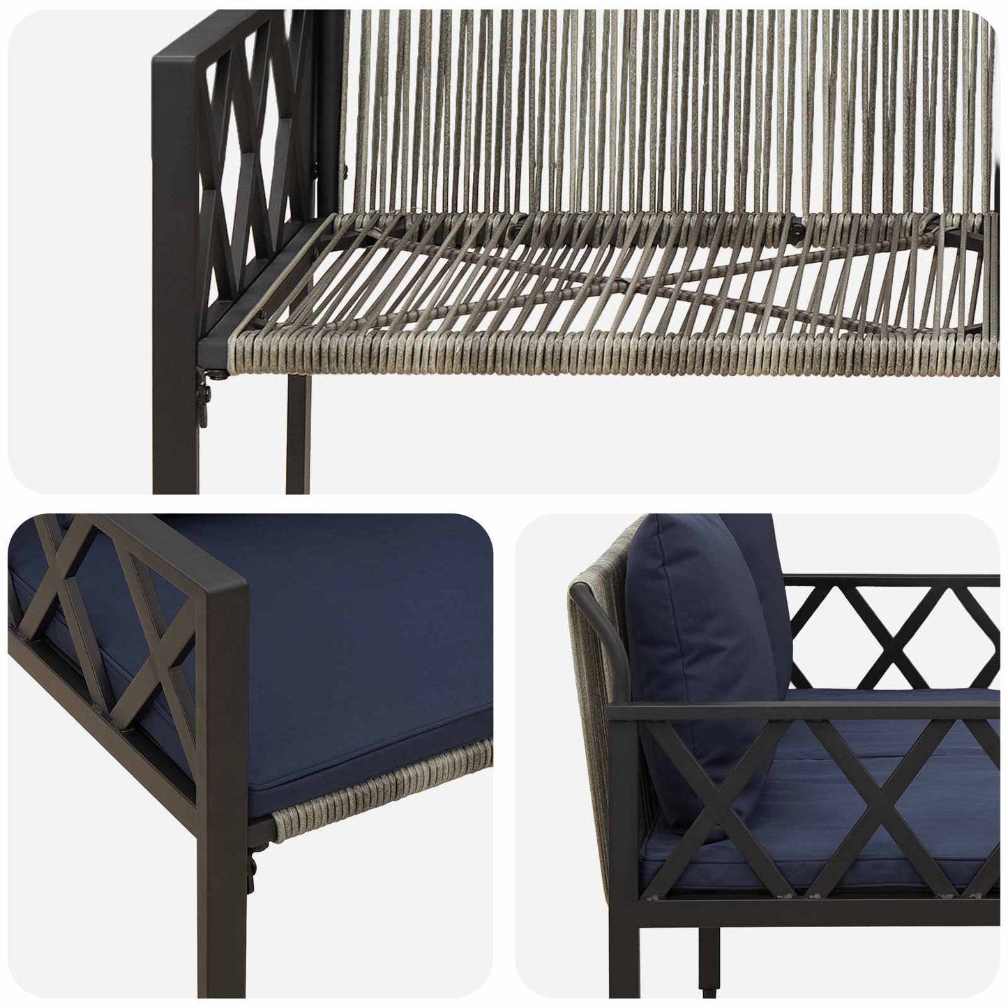 vidaXL Outdoor Benches 2 -Seater 116 x 56 x 75 cm Poly Rattan