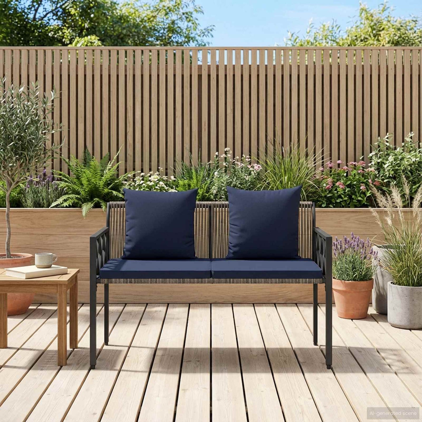 vidaXL Outdoor Benches 2 -Seater 116 x 56 x 75 cm Poly Rattan