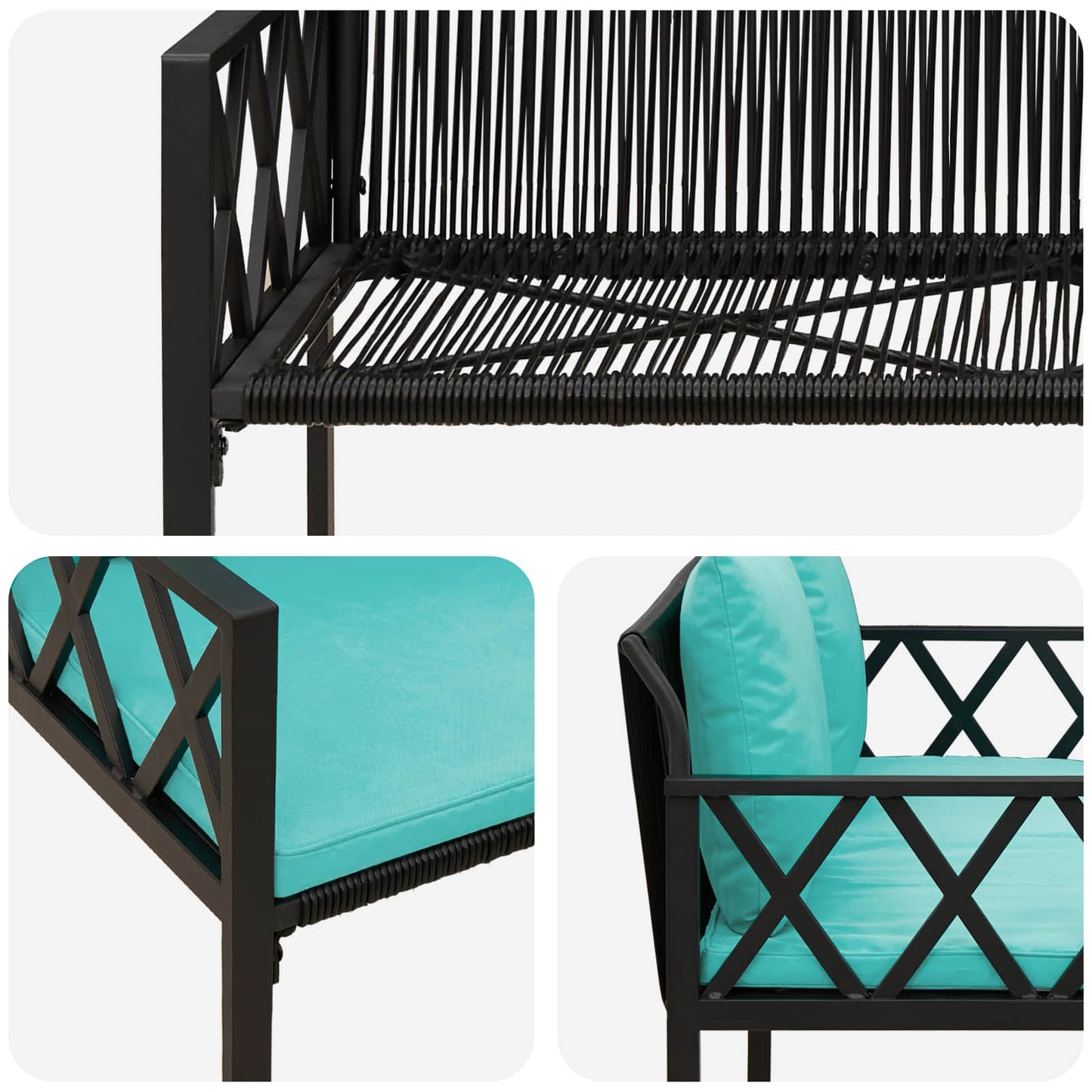 vidaXL Outdoor Benches 2 -Seater 116 x 56 x 75 cm Poly Rattan