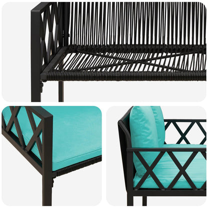 vidaXL Outdoor Benches 2 -Seater 116 x 56 x 75 cm Poly Rattan