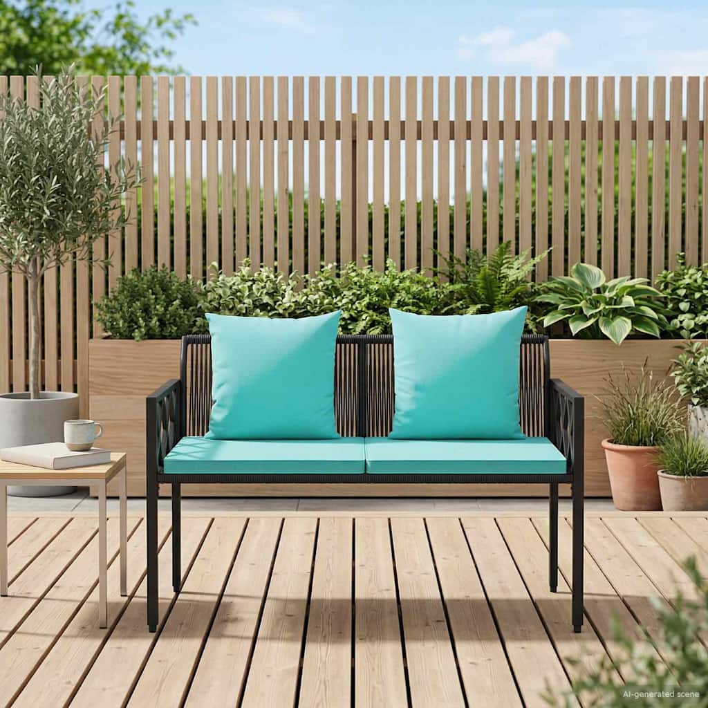 vidaXL Outdoor Benches 2 -Seater 116 x 56 x 75 cm Poly Rattan