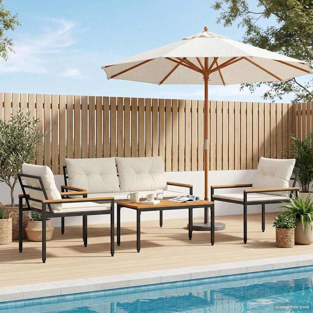 vidaXL Outdoor Furniture Set 4 pcs Cream White Poly Rattan