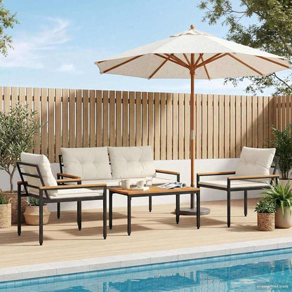 vidaXL Outdoor Furniture Set 4 pcs Cream White Poly Rattan