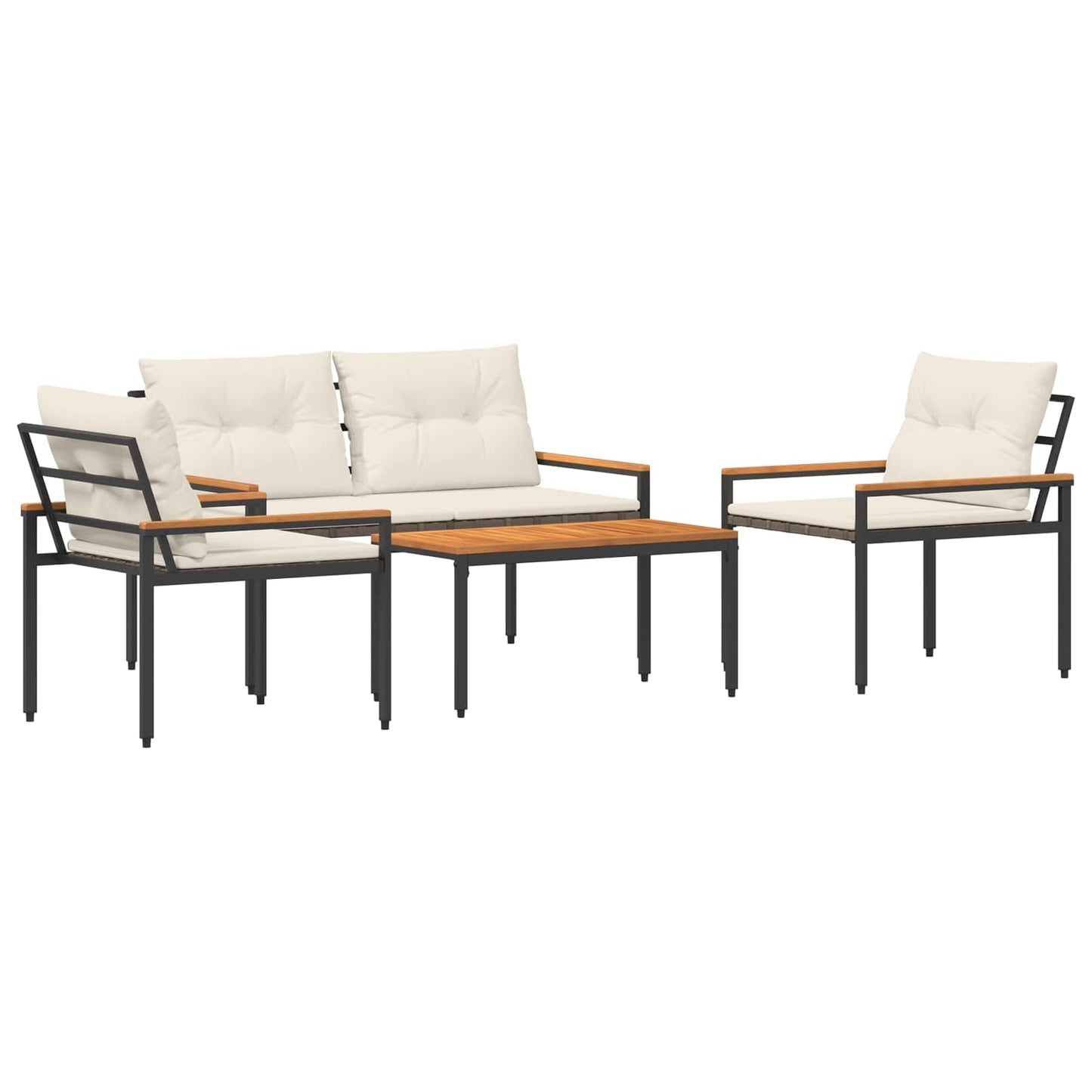 vidaXL Outdoor Furniture Set 4 pcs Cream White Poly Rattan