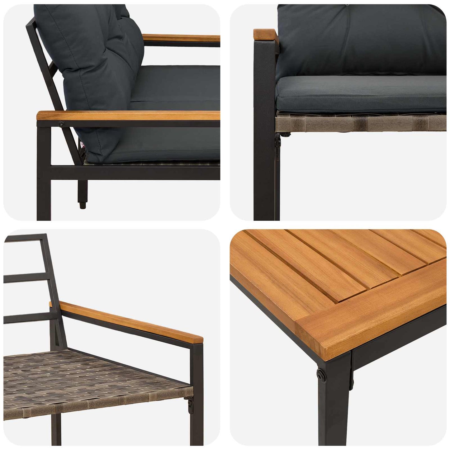 vidaXL Outdoor Furniture Set 4 pcs Dark Grey Poly Rattan