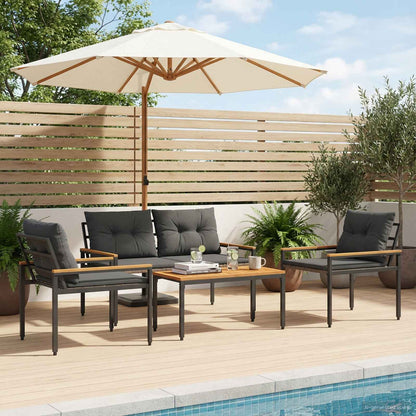 vidaXL Outdoor Furniture Set 4 pcs Dark Grey Poly Rattan