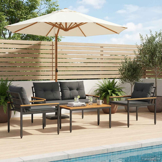 vidaXL Outdoor Furniture Set 4 pcs Dark Grey Poly Rattan