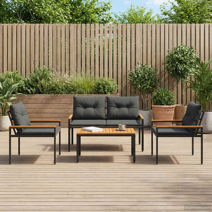 vidaXL Outdoor Furniture Set 4 pcs Dark Grey Poly Rattan