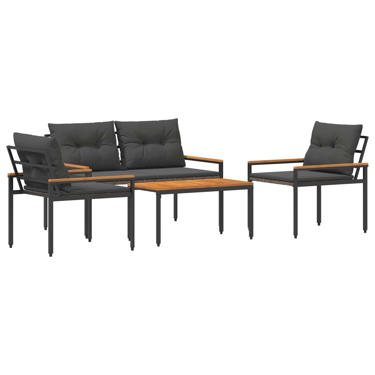 vidaXL Outdoor Furniture Set 4 pcs Dark Grey Poly Rattan