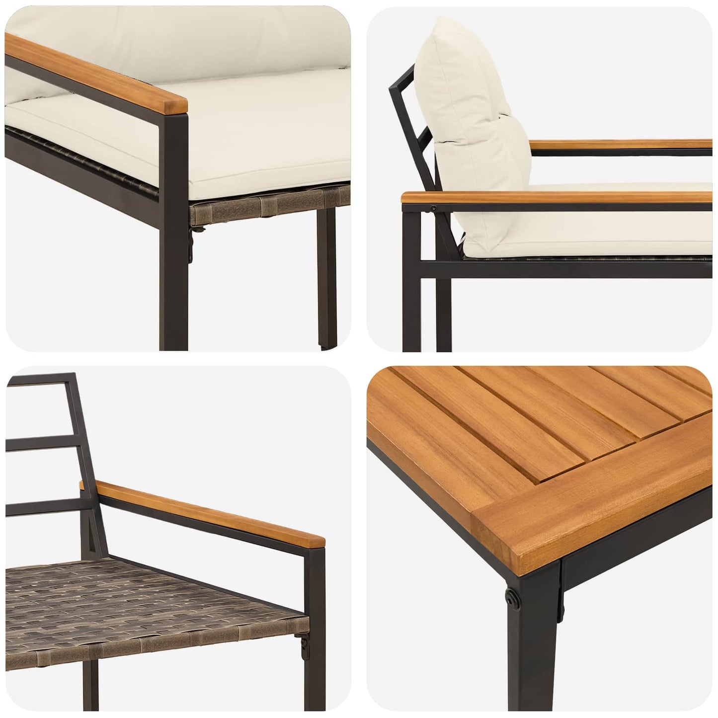 vidaXL Outdoor Furniture Set 3 pcs Cream White Poly Rattan