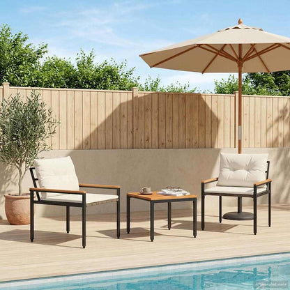 vidaXL Outdoor Furniture Set 3 pcs Cream White Poly Rattan