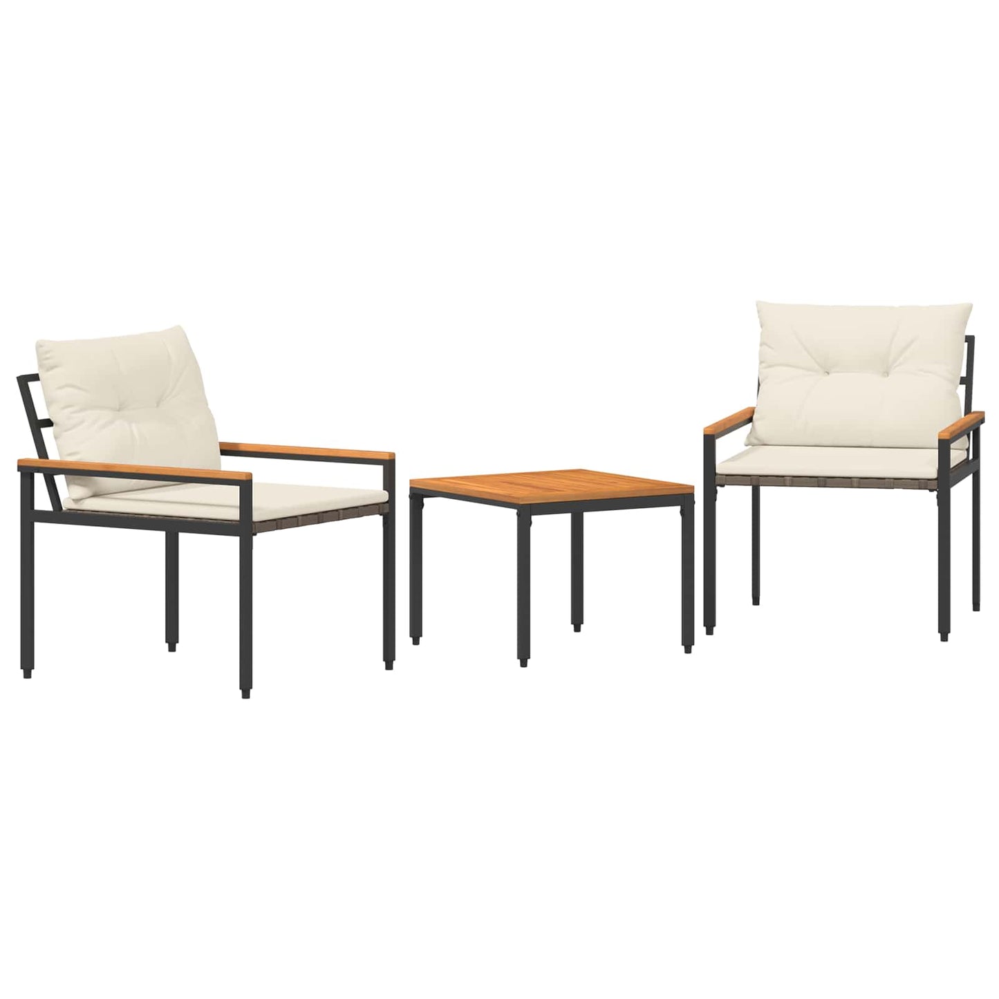 vidaXL Outdoor Furniture Set 3 pcs Cream White Poly Rattan