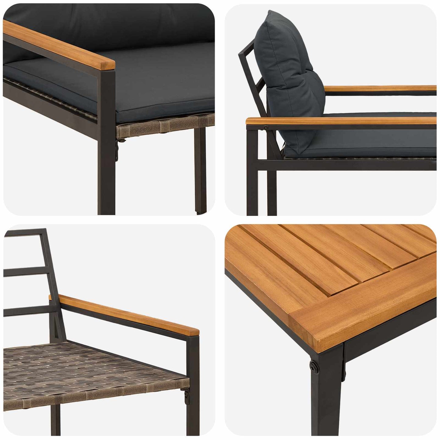 vidaXL Outdoor Furniture Set 3 pcs Dark Grey Poly Rattan