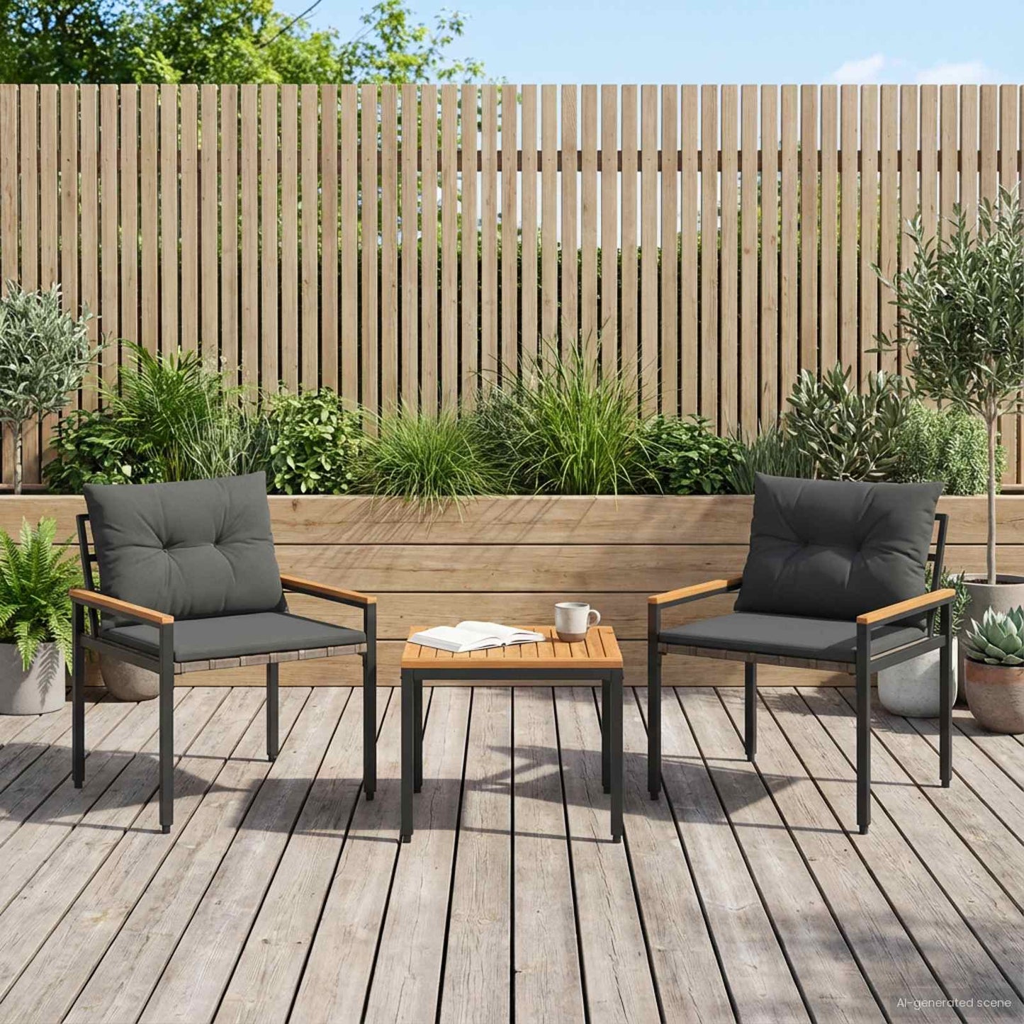 vidaXL Outdoor Furniture Set 3 pcs Dark Grey Poly Rattan
