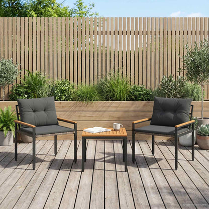 vidaXL Outdoor Furniture Set 3 pcs Dark Grey Poly Rattan