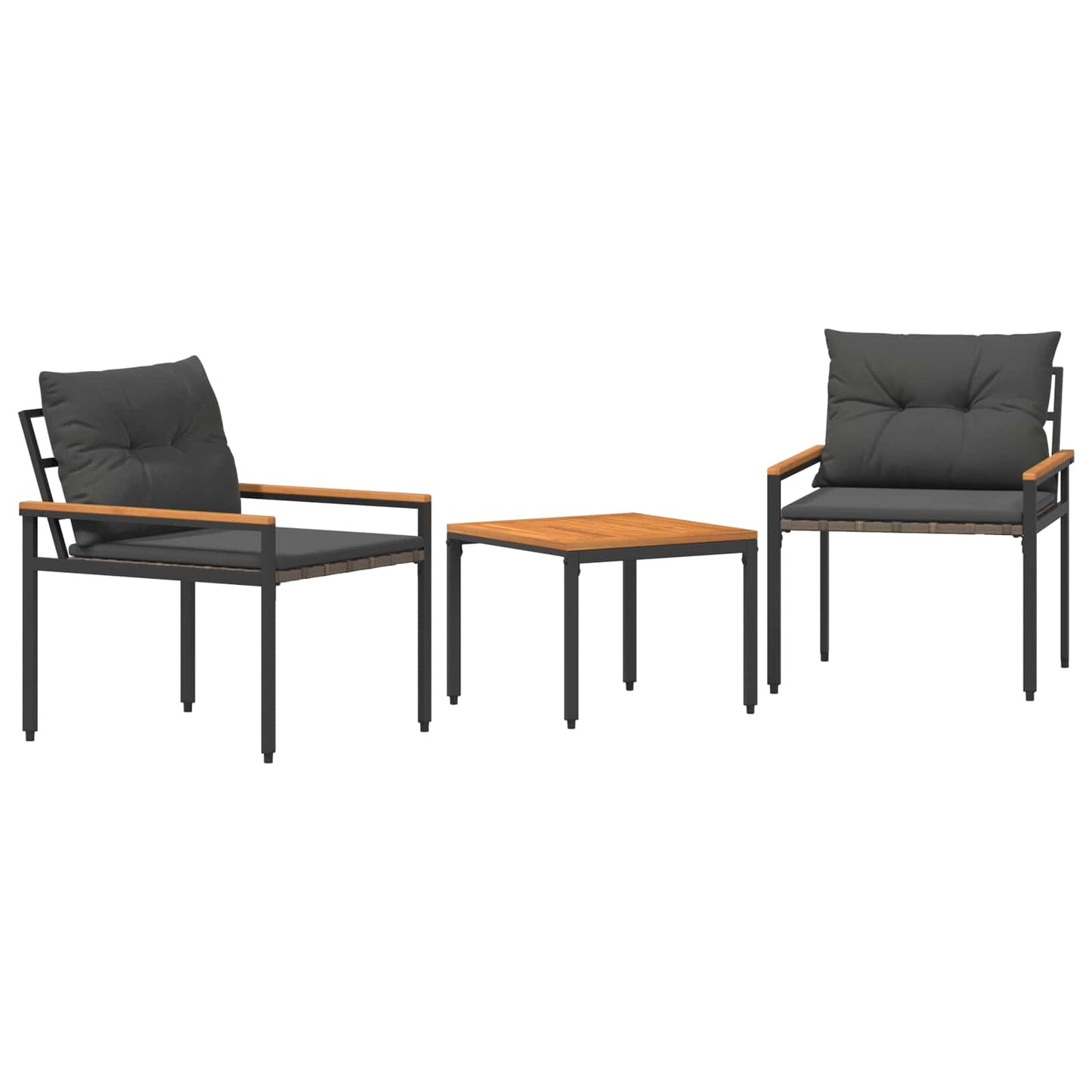 vidaXL Outdoor Furniture Set 3 pcs Dark Grey Poly Rattan