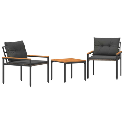 vidaXL Outdoor Furniture Set 3 pcs Dark Grey Poly Rattan