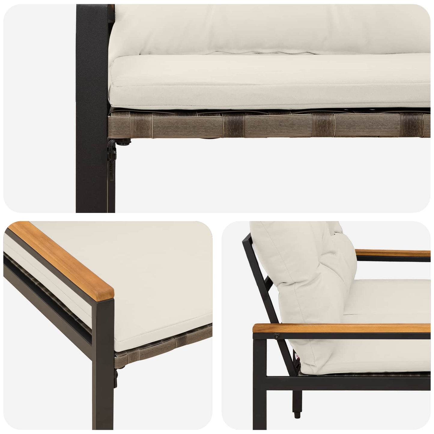 vidaXL Outdoor Bench 2 -Seater 116 x 67.5 x 72 cm Poly Rattan